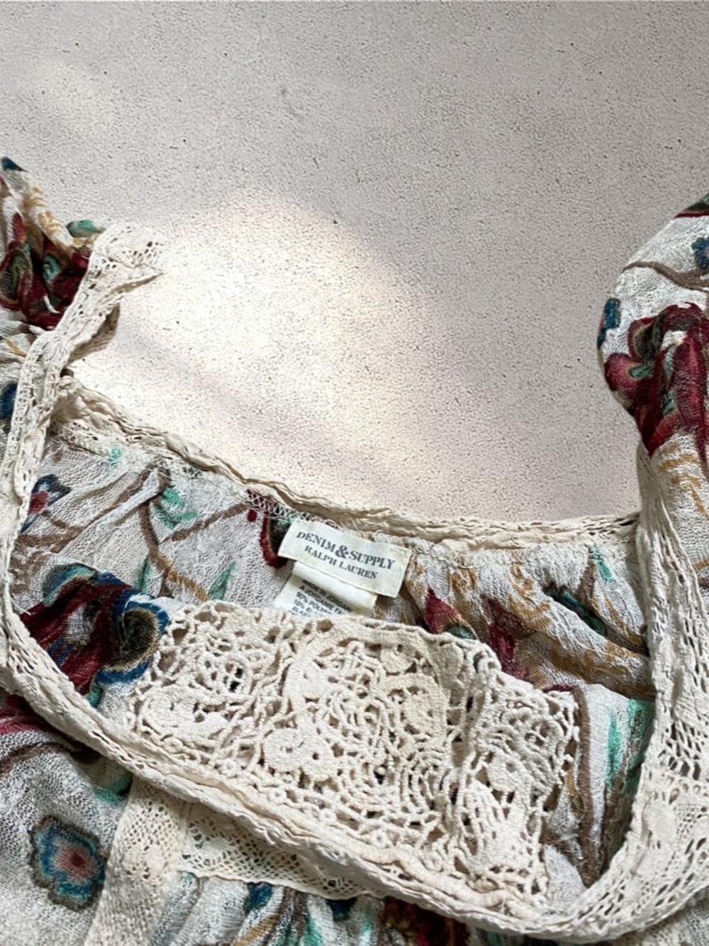 Rare Archive Denim & Supply Ralph Lauren Boho Floral Lace Blouse | Whimsigoth Fa - Picture 6 of 7